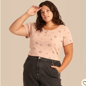 💎 NWT Wild Fable Short Sleeve Floral Crop Top